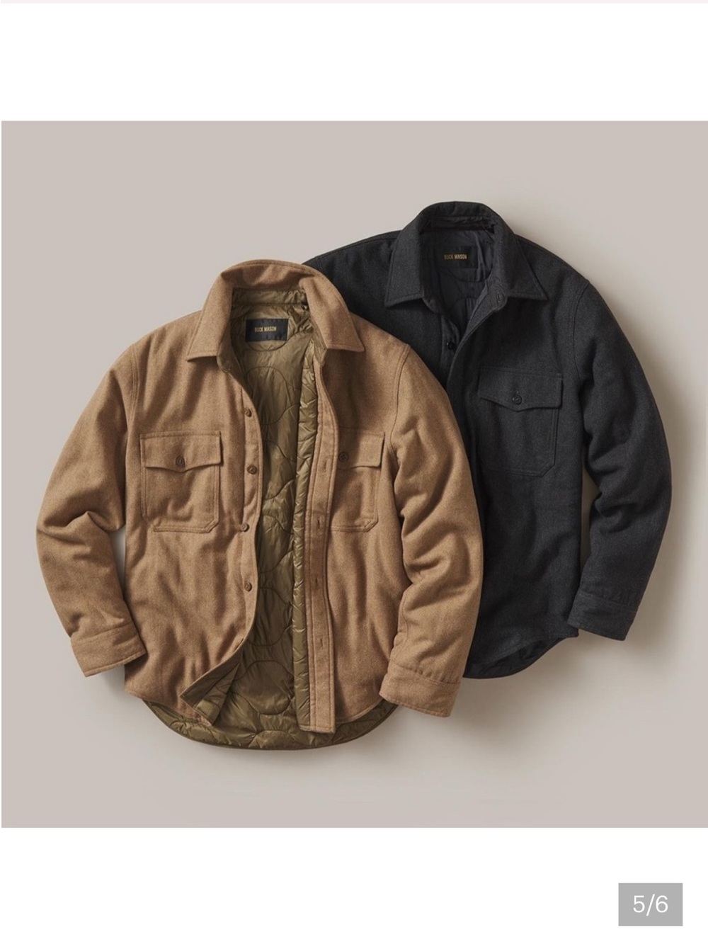 Buck Mason Tan Shirt Jacket with Quilted Lining